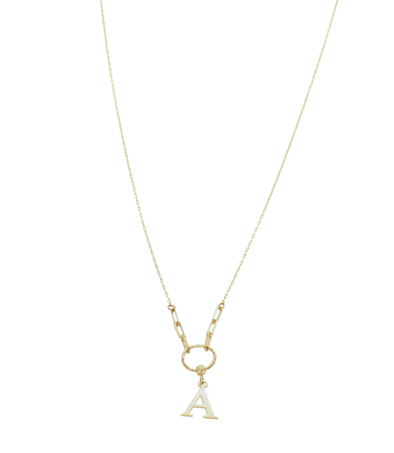 Naszyjnik złoty celebrytka 585 kółeczko z literką A  NA 3187A. Niezwykły blask szlachetnego kruszcu zamknięty w wyjątkowej formie. Subtelny kontur elementów ozdobnych perfekcyjnie prezentuje się z klasyczny.png